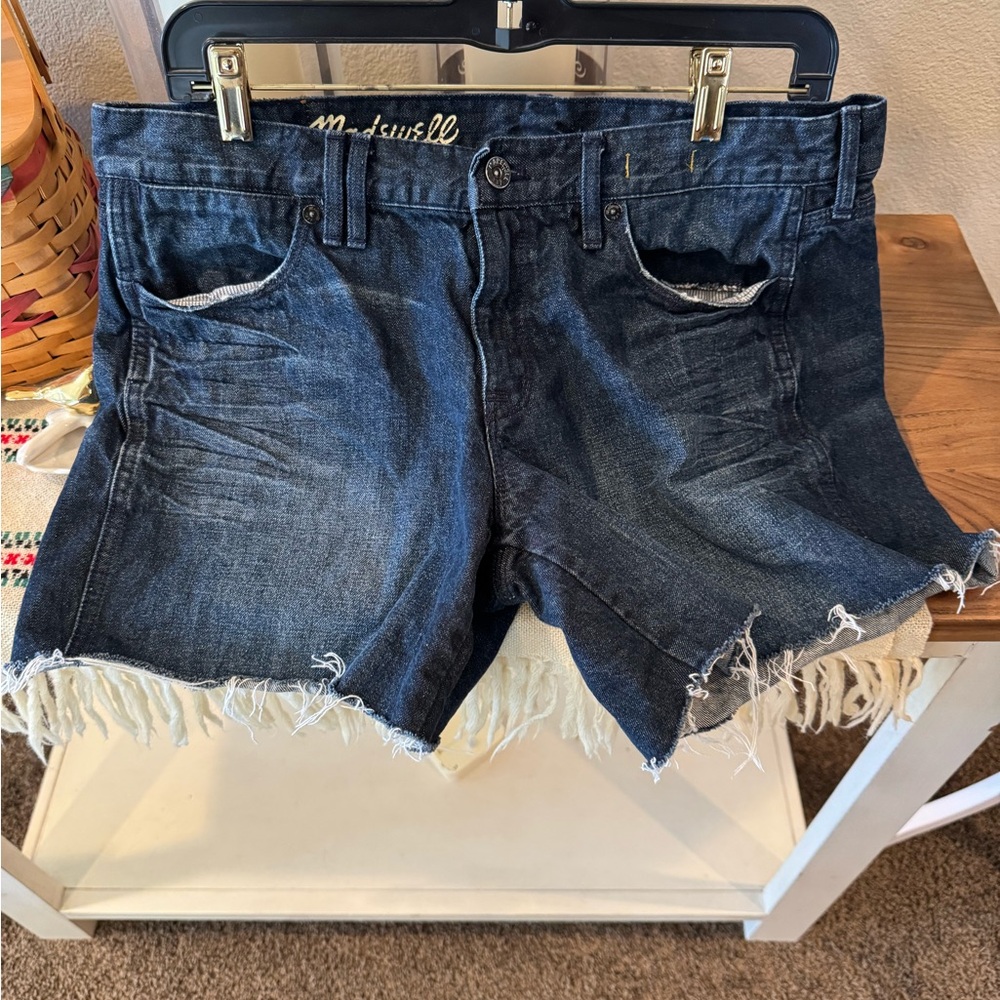 Madewell Mid-rise Frayed Hem Blue Jean Shorts